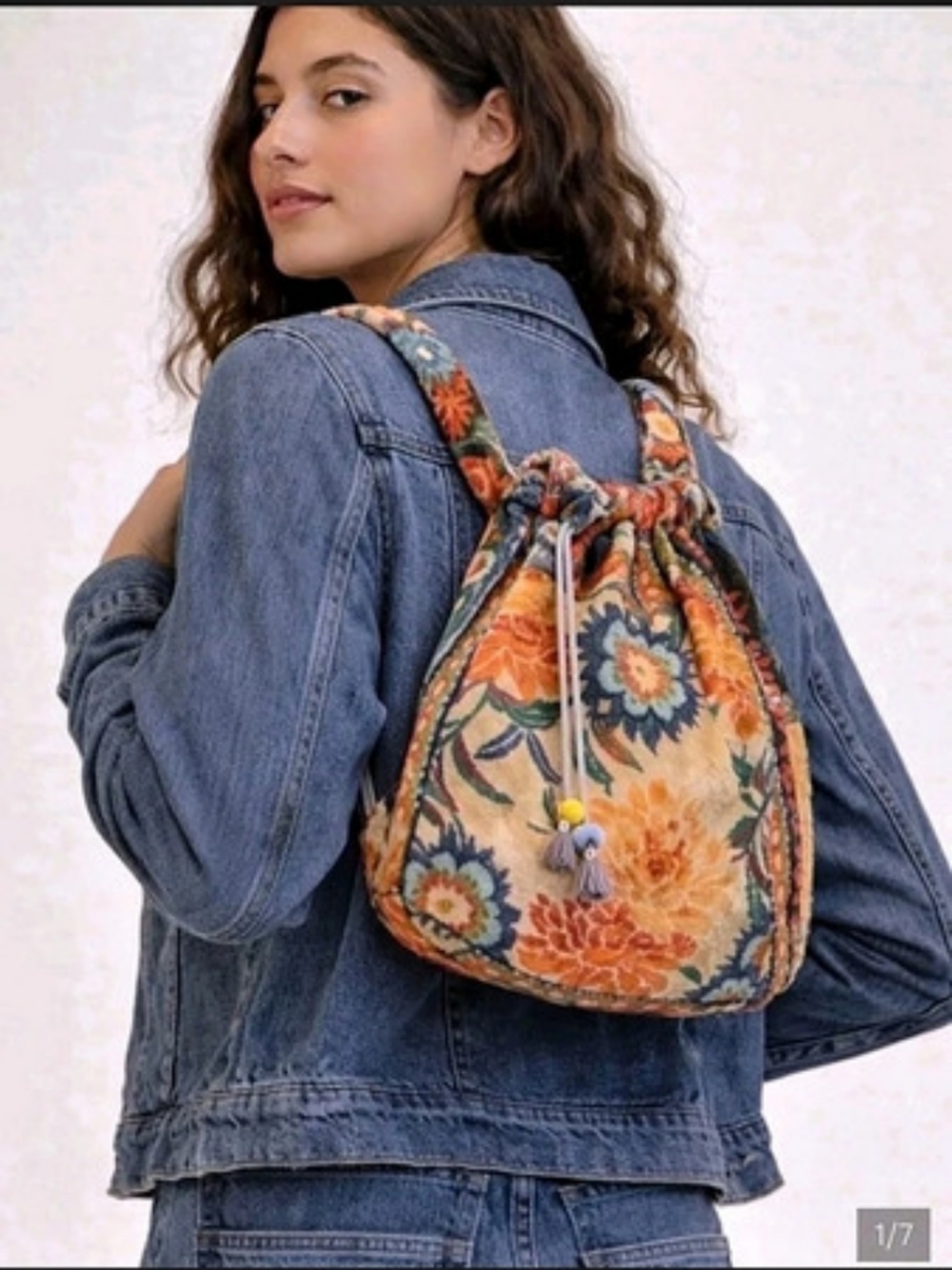 Johnny Was Floral Drawstring Backpack